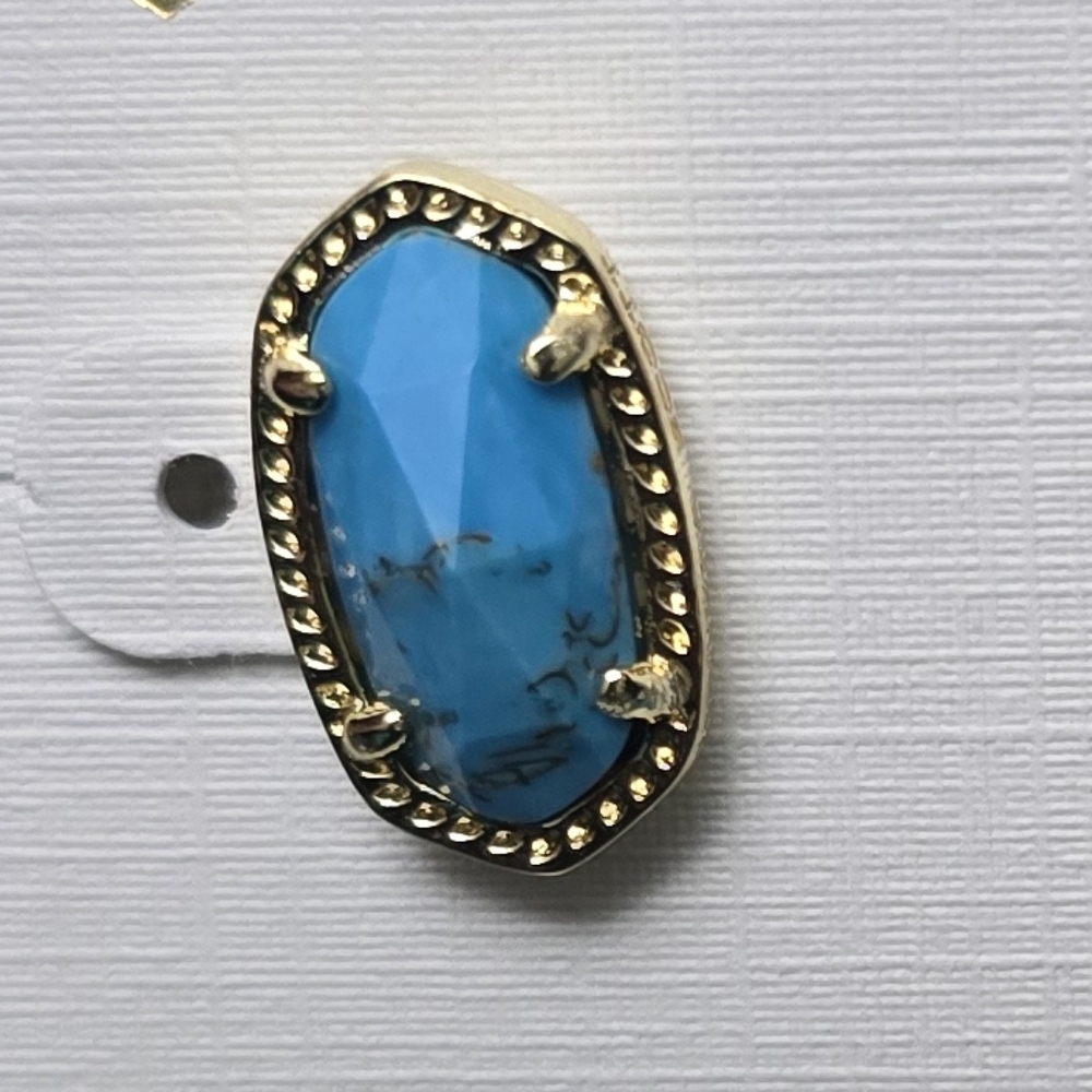 Kendra Scott Ellie Turquoise and Gold Stud Earrings - Picture 2 of 4